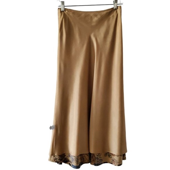 Petite Sophisticate Floral Maxi Skirt | Like New | 2P | Tan Red Gold Smokey Blue - Picture 7 of 13